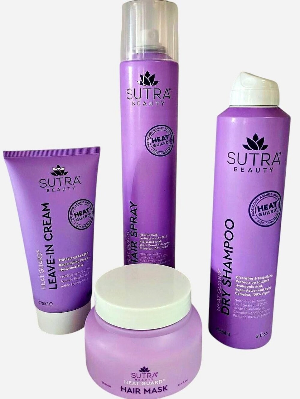 SUTRA Heat Guard Hair Care Set - Leave-In Cream, Dry Shampoo, Hair Spray & Mask